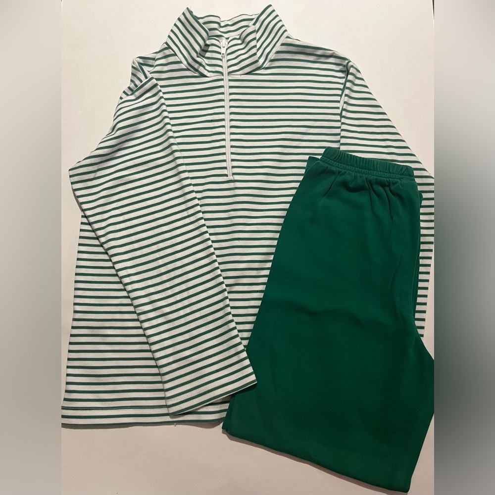 Zuccini Kids Green Stripe Quarter Zip Set Size 8